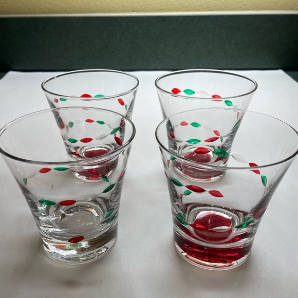 GORHAM Crystal Christmas Jewel Double Old Fashioned Hand Cut & Painted Glass Set - Picture 6 of 14